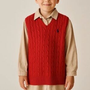 Polo Ralph Lauren Red Cable Knit boys Sweater Vest - size 7